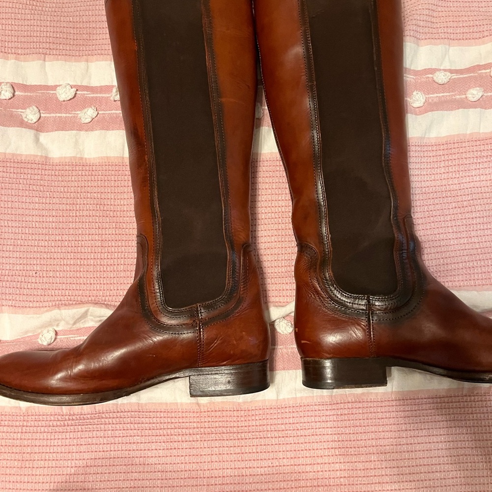 Frye riding boots. Elastic on both sides. Genuine leather